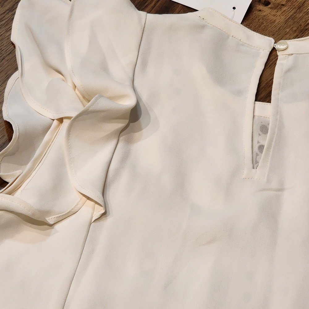 Ann Taylor Cream Ruffle Sleeve Blouse - Picture 6 of 6